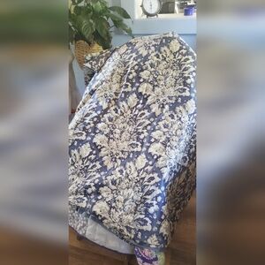 Pottery Barn Duvet Cover Cal King Organic Cotton Blue Floral